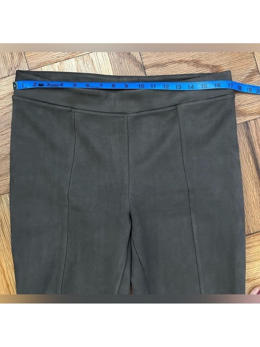 Andrew Marc Pintuck Skinny Faux Suede Pants in Walnut - Picture 4 of 9